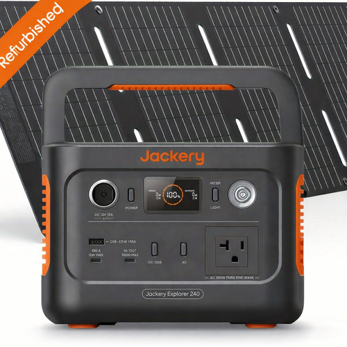 Jackery Refurbished Solar Generator 240 v2 with 40W Solar Panel, 244Wh capacity