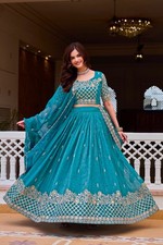 Women's Designer Lehenga Choli Sequin Embroidery Sangeet Mehendi Outfit