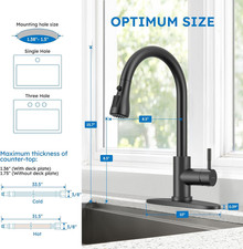 Matte Black Kitchen Faucet, Kitchen Sink Faucet with Pull down Sprayer Single...