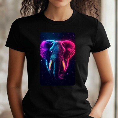 Frauen T-Shirt Neon Elefant Motiv Baumwolle Größe S bis 3XL