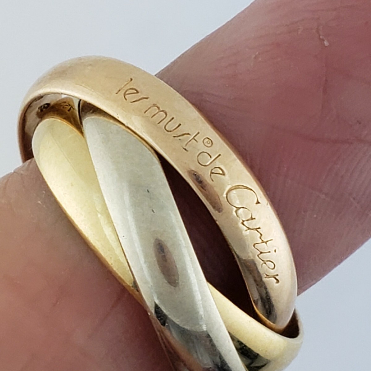 must de Cartier トリニティリング　50 Stamped Le Must De Cartier 18 Karat Trinity Bands Size 50 | eBay