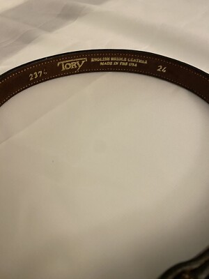 Ceinture Femme Tory En Cuir Noir - Bride Anglaise, Boucle Laiton, USA - Taille 24