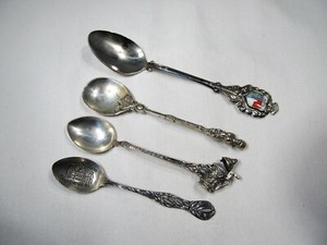 Vintage Antique Collector Spoons Set of 4 Some Silver C3007