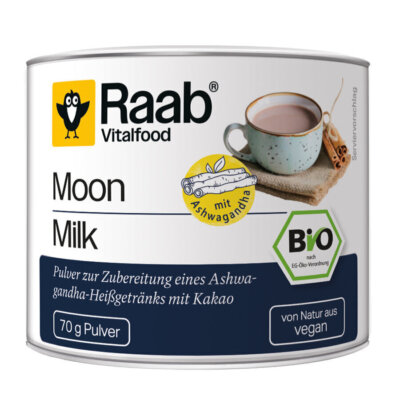 Raab Vitalfood Bio Moon Milk Pulver 70g, vegan, wohltuender Schlummertrunk
