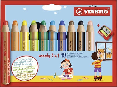 Buntstift, Wasserfarbe & Wachsmalkreide - STABILO Woody 3 in 1 - 10Er Pack Mit S