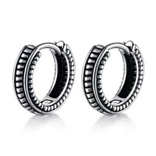 Men Women Silver Small Round Huggie Hoop Earrings Surgical Steel Jewelry Gift