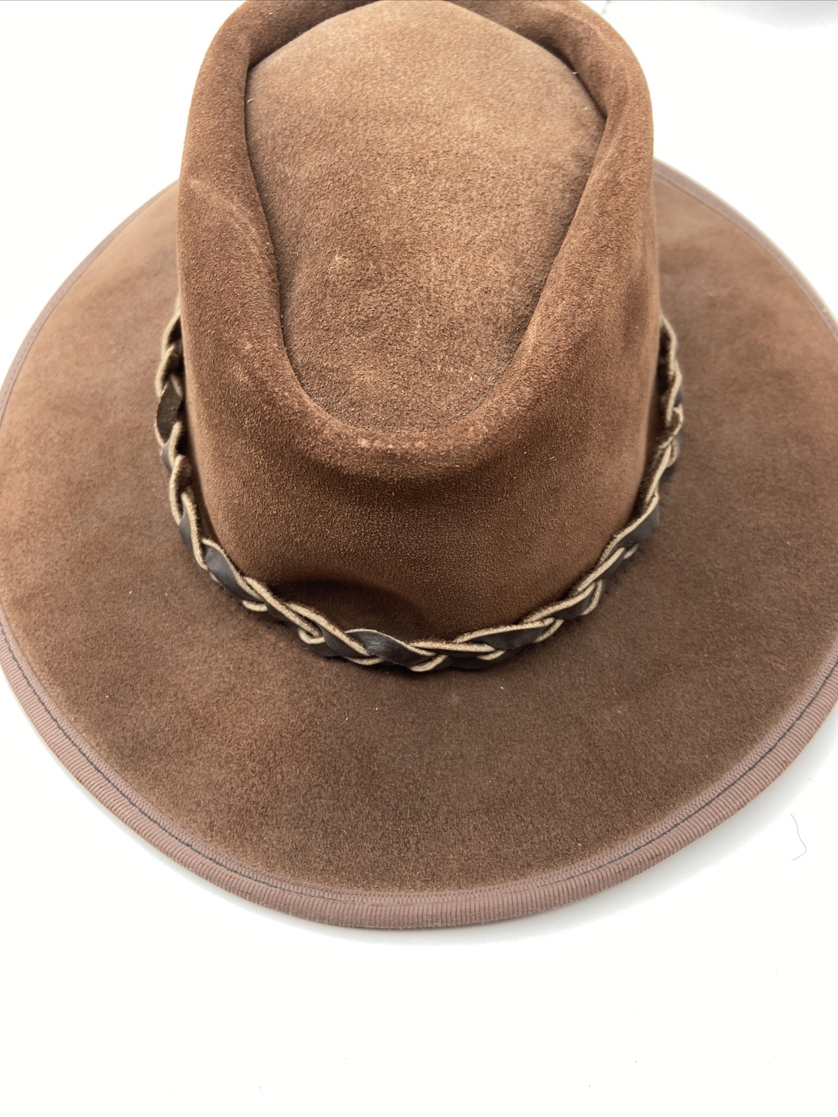 EXCALIBUR BROWN LEATHER COWBOY HAT Size Small Gem