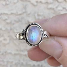 925 Sterling Silver Natural Moonstone Ring Gemstone Women Jewelry For Her Z 3