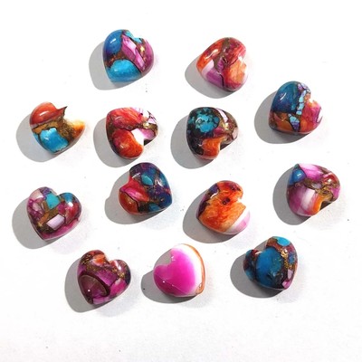 SPINY PURPLE DALIHA COPPER TURQUOISE CABOCHON HEART SHAPE LOOSE GEMSTONE