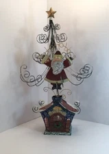 Metal Tin Christmas Tree & Santa Hohoho Joy Tealight Candle Holder Burner