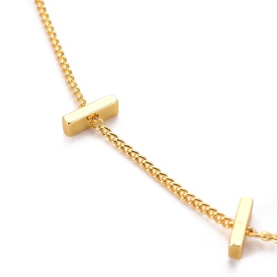 ちょの Twisted Necklace Rectangle Stainless Steel Lobster Gold 18