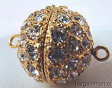 Gold Plated 15mm Rhinestone Crystal Ball Sphere Necklace Clasp Craft