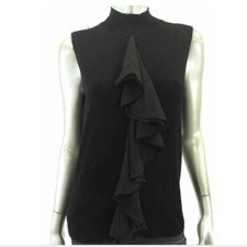 Cable and Gauge Women Sweater Top Blouse Shirt M Black Pullover Knit Turtleneck