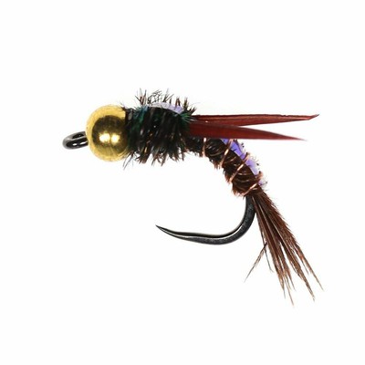 6PCS Brass Bead Head Barbless Hook Pheasant Tail Nymphs Trout Fishing Fly Lure