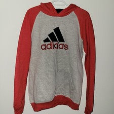 NWT Adidas Long Sleeve Hoodie Youth Size XL 18 Red Gray Black Hooded Pockets