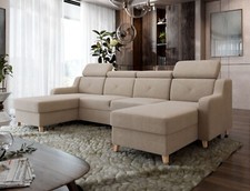 Ecksofa Cylika U-Form Modern Polsterecke mit Bettkasten und Schlaffunktion Couch