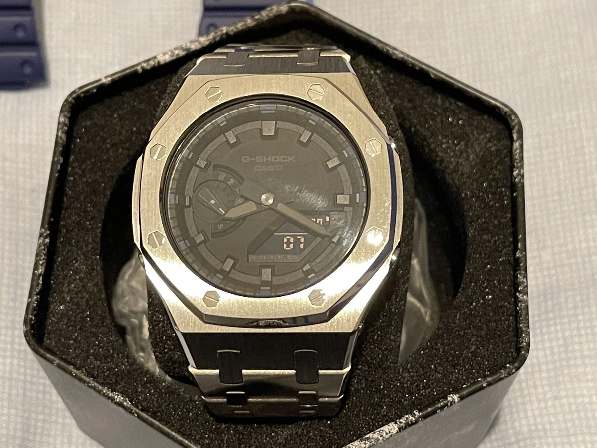 Casio G Shock GA2100 2AER stainless steel Royal Oak AP Modded