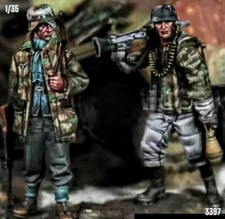 •1/35 Resin Figure German Heavy MG Gunner & Infantry Panzerfaust Model Kit 3397