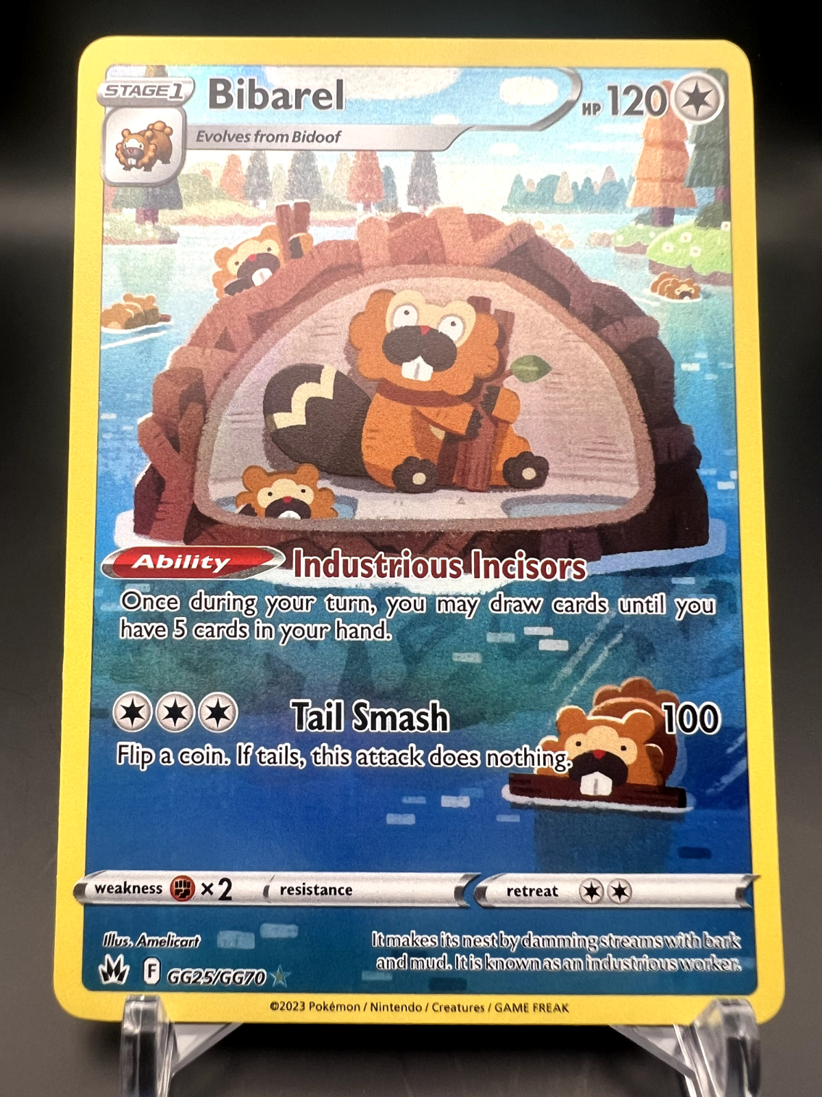 Bibarel GG25/GG70 Crown Zenith: Galarian Gallery Holo Pokemon NM ( x 1 only )