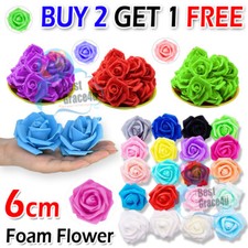 100 Pcs Large 6CM Artificial Flowers Foam Rose Heads Wedding Party Decor Bouque