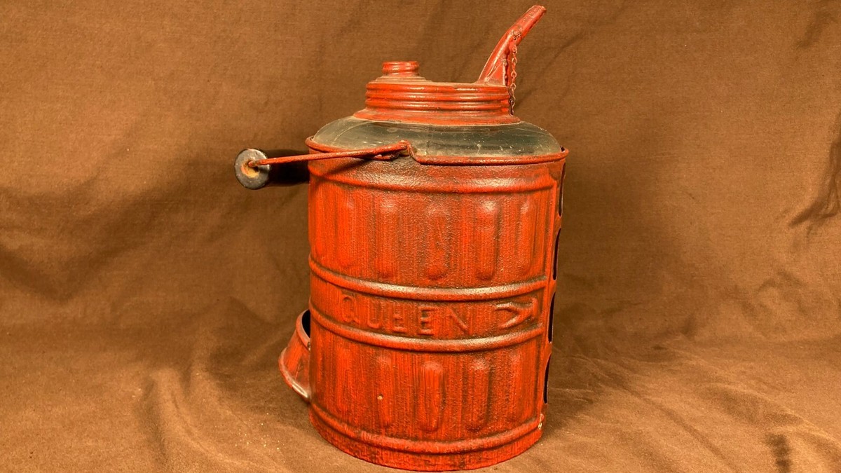 Rare Antique Queen Glass / Tin Oil Can Pat. Feb. 12 1878 Kerosene