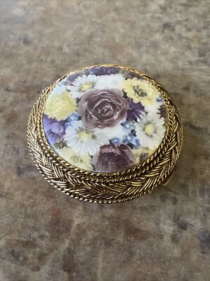 Vintage Max Factor Floral Fresco Compact Collectible Creme Puff Pressed Powder