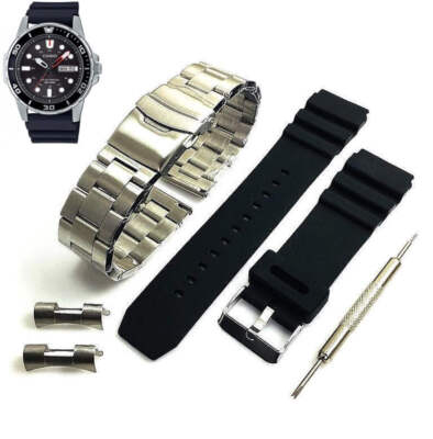 Steel & Silicone Replacement Watch Band Fits Casio MTP-S110