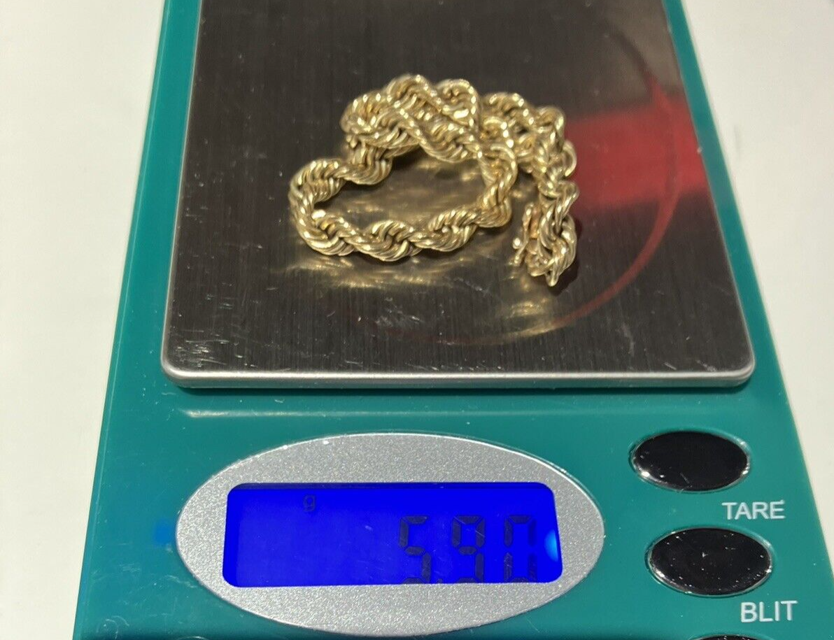 Solid 14K Gold Ladies Rope Chain Bracelet eBay