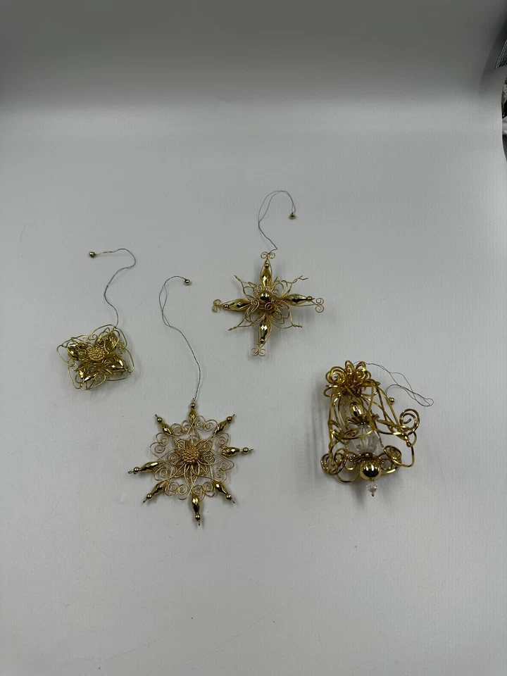 5 Christbaumschmuck /Behang Weihnachten Goldsterne Fries Arauner echt vergoldet