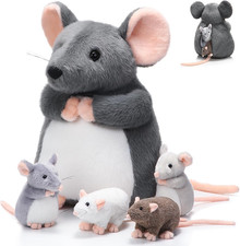 5 Pcs Mouse Stuffed Animals Set 14'' Large Mommy Rat Plush with 4 Small Mouse Ba