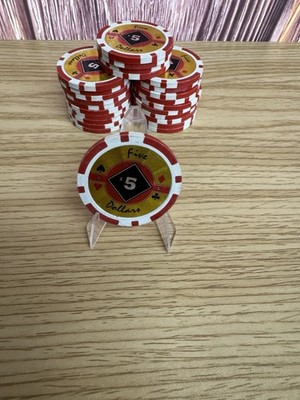 25x Red $5 Black Diamond Poker Chips