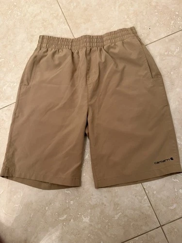 Carhartt Rugged Flex Ripstop Work Shorts Boys L 14/16 Khaki Lightweight Pockets