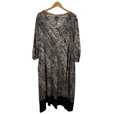 Any Wear by Catherines Animal Print Midi Dress Sz 1X Career Stretch Modest Flowy