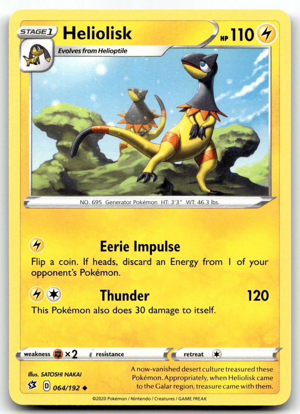Heliolisk 064/192 SWSH02: Rebel Clash Uncommon Normal Pokemon TCG NM