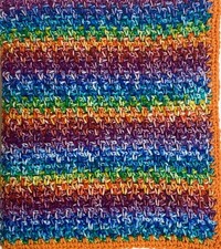 HAND MADE CROCHETED BABY BLANKET, MULTI-COLORS, 30"L X 28" W, NEW