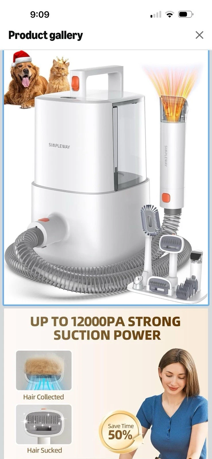 Pet Grooming Vacuum 6 In 1 Dog Grooming Kit W/3 Suction Mode & Large Capacity