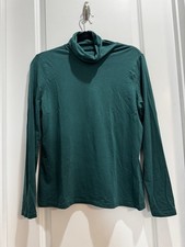 Lands  End Green Turtleneck Tee Large 14-16 shaped Fit Armpit To Armpit 20  