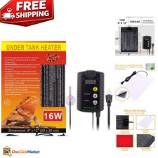 16W Reptile Under Tank Heater - Digital Thermostat  Easy Setup for All Reptiles