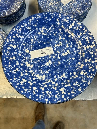 Stangl Pottery Town & Country Blue Spongeware Dinner Plate Vintage