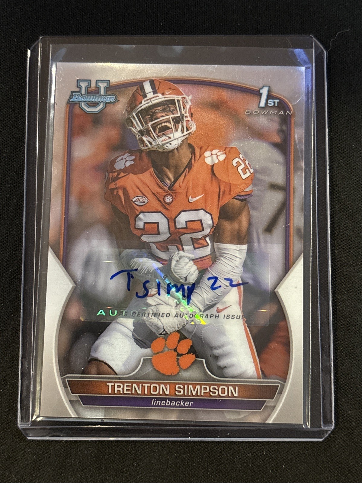 🔥Trenton Simpson 2022 Bowman Chrome U #45 1st Bowman Auto Clemson RC