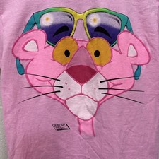 Vintage 80s Pink Panther T Shirt 1988 Large Big Face Graphic Made in USA Pink