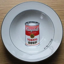 Andy Warhol Block Pop, Campbell's Tomato Soup Can White Ceramic 9" Soup Bowl Art
