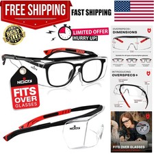 Safety Glasses Over Eyeglasses for Men and Women with Anti Scratch Lenses and...