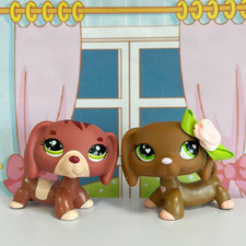 Mini LPS Shop 2PCS LPS Animal Pet Toy Dachshund Weiner Dog Kid Cute Gift Collect