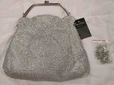 Babeyond Sparkly Silver Purse Clutch With Chain Strap Purse,Silver Rhinestone