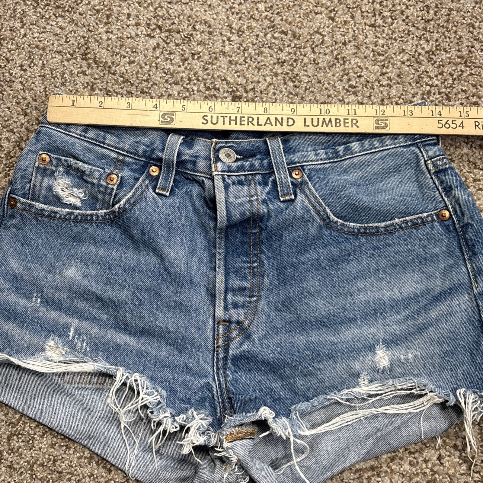 Levi's Jean Shorts Women's 501 Denim 27 Blue Cutoff Button Fly Short Distressed - View 9