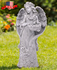 23.5" Angel Statue Wings Outdoor D co Garden Figurine Resin Bird Patio Home Grey
