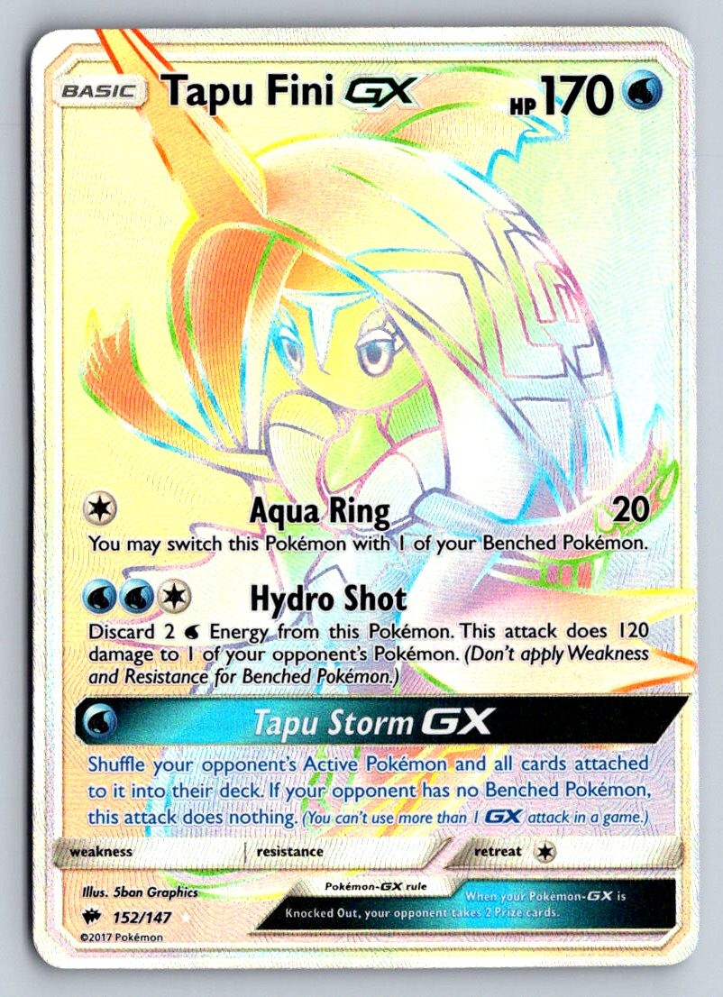 TAPU FINI GX 152 BURNING SHADOWS POKEMON HOLO MP