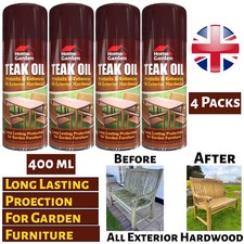 4x Teak Oil Spray 400ml Garden Furniture Hardwood Decking Protection Care - 2614 8.74 per litre