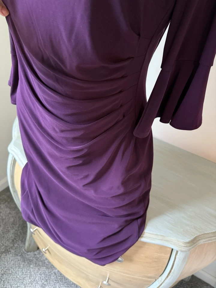 Anne Klein Dress Size 10 M Waist Defined Bell Sleeve Sheath Pullover Stretch - Image 2 of 4